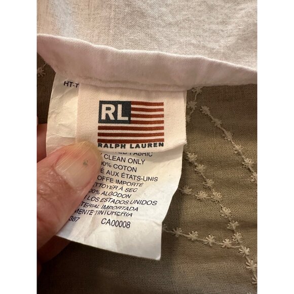 VTG Ralph Lauren Twin Striped Cotton Pleated Dust Ruffle Bedskirt Rustic Cottage - Picture 3 of 16